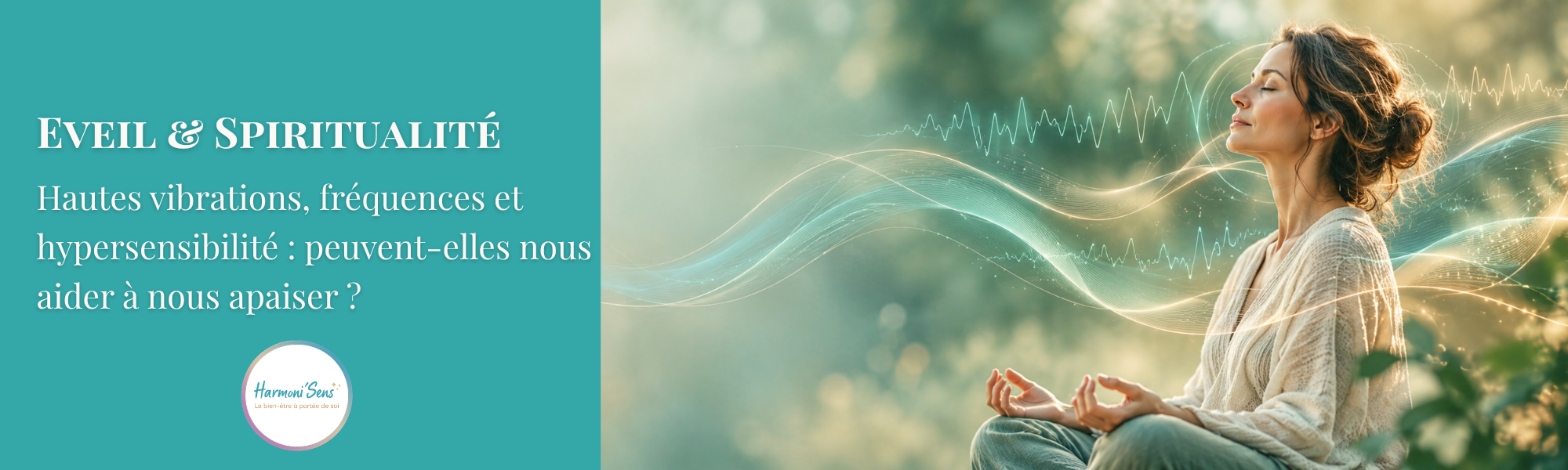 Femme en méditation, fréquences et vibrations liées à l’hypersensibilité et à la reconnexion à soi